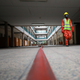 A fireman is seen fumigating a government office coronavirus lockdown in Abuja, Nigeria on April 1.